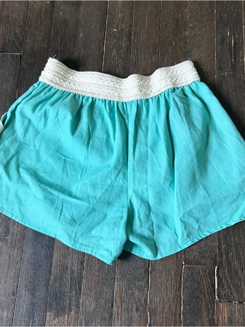 Turquoise Shorts with Crochet Trim - Picture 4 of 7